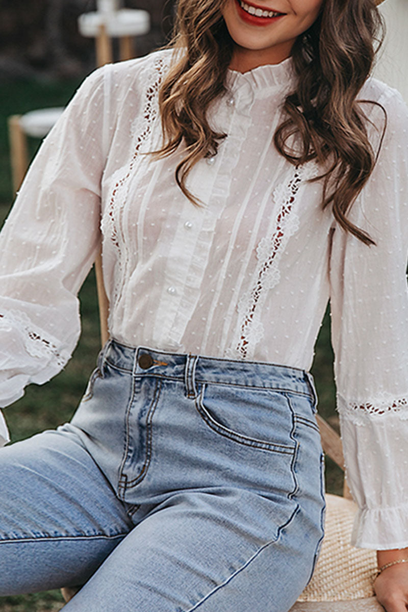 Fashion Casual Solid Split Joint Mandarin Collar Tops