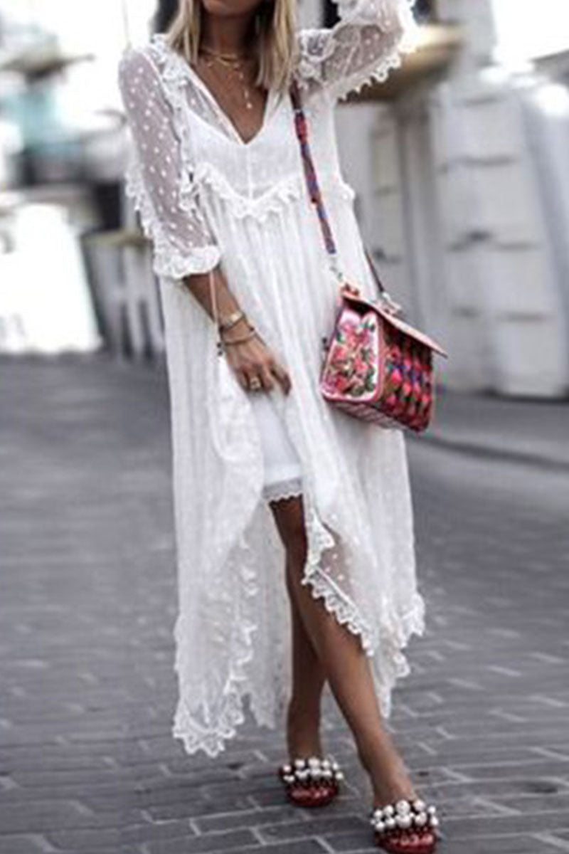 Fashion Casual Solid See-through V Neck Princess Dresses(Without strap)