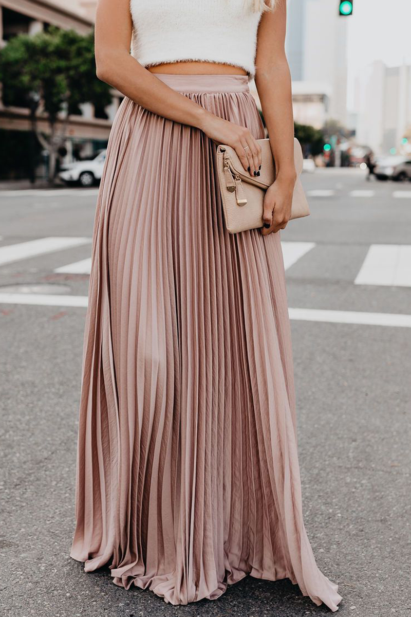 Fashion Solid Fold Loose High Waist Type A Solid Color Bottoms(4 Colors)