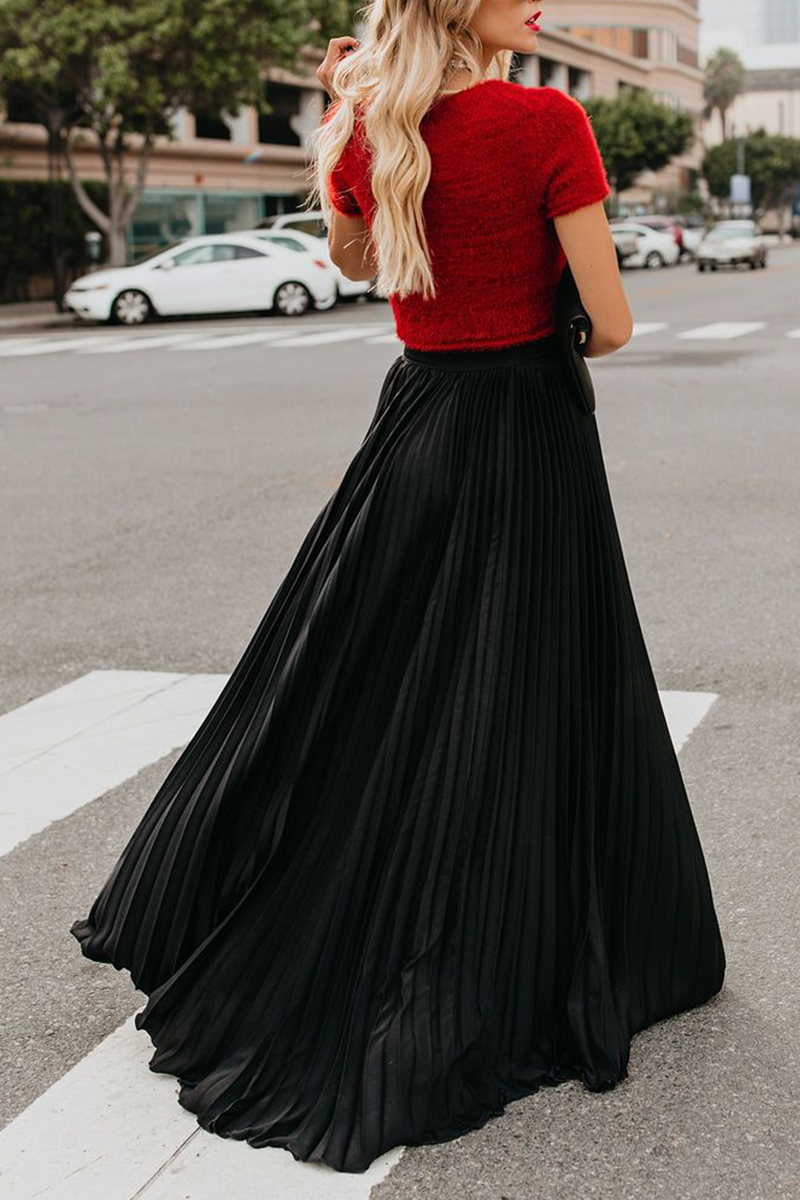 Fashion Solid Fold Loose High Waist Type A Solid Color Bottoms(4 Colors)