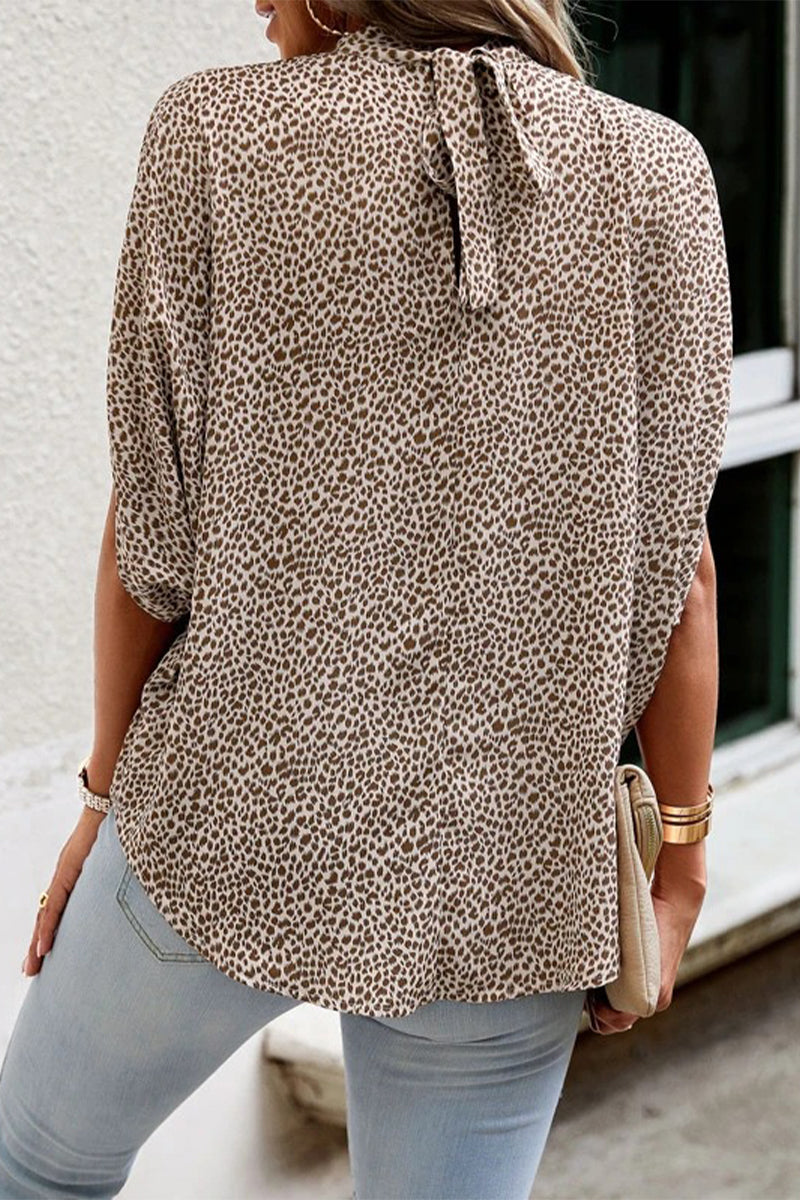 Work Elegant Print Patchwork O Neck Blouses(10 Colors)