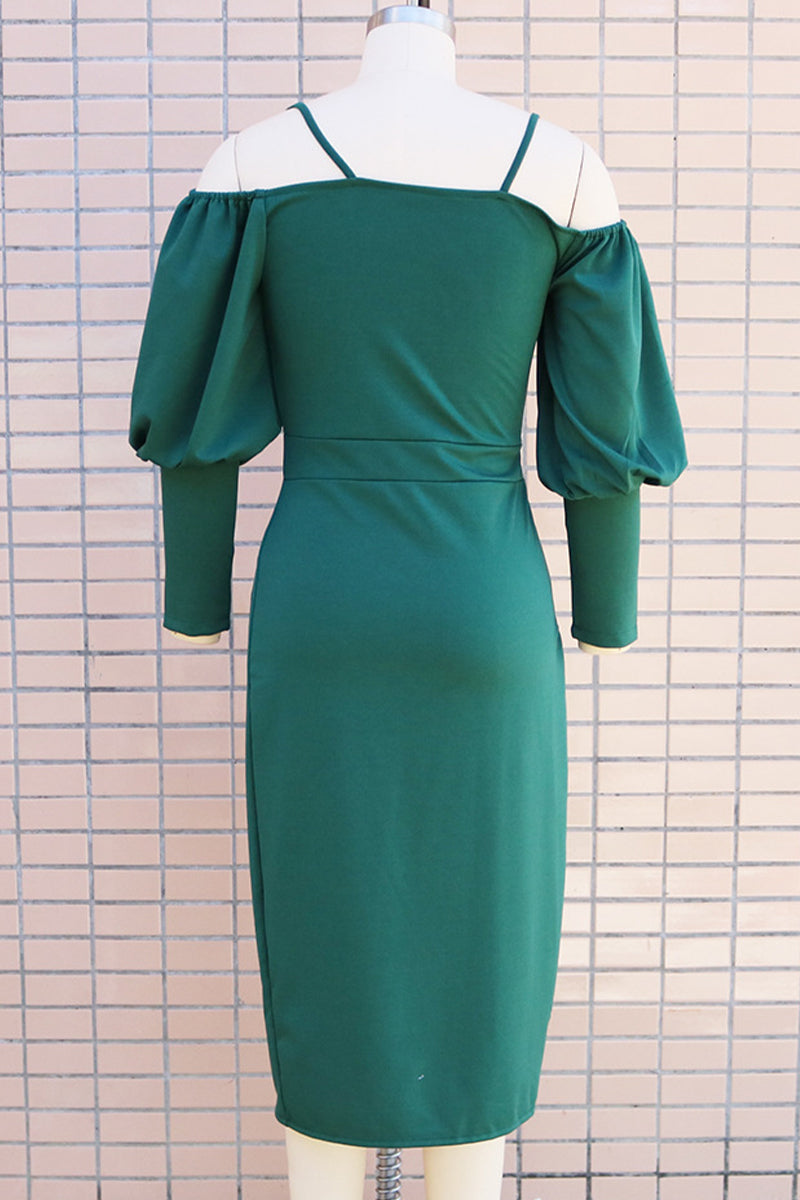 Sweet Elegant Solid Fold Off the Shoulder Irregular Dress Dresses(3 Colors)