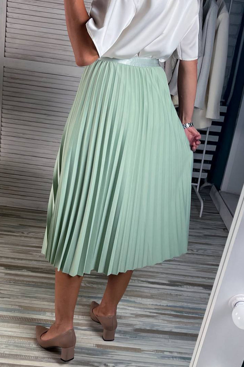 Elegant Solid Pleated High Waist Type A Solid Color Bottoms