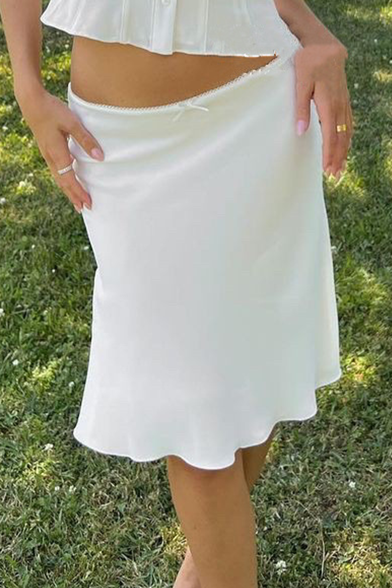 Sexy Celebrities Solid Color Lace Bow Decor Low Waist Type A Solid Color Bottoms