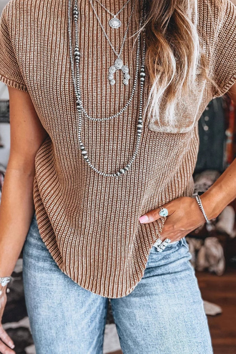 Casual Solid Color Pocket Half A Turtleneck Tops