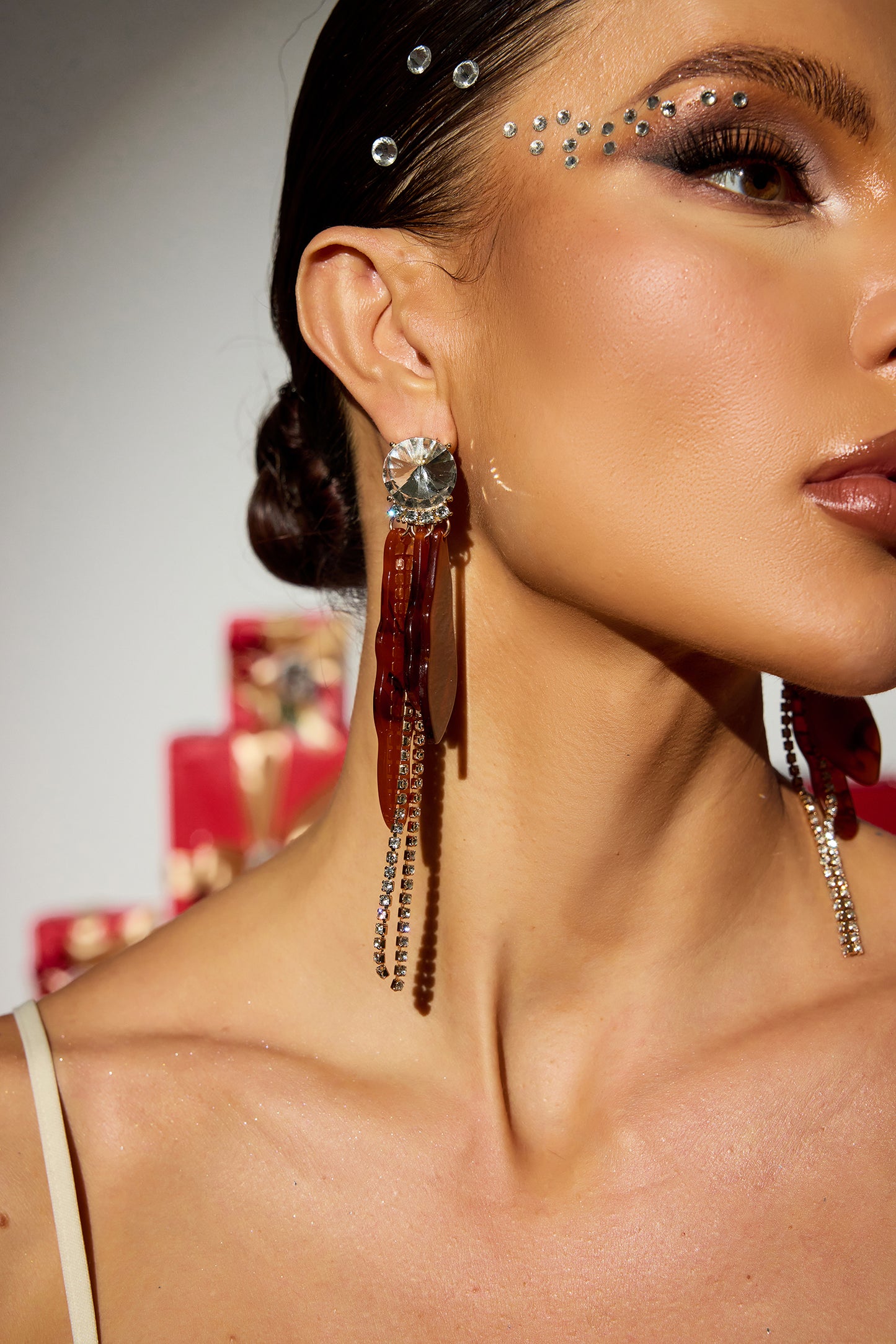 Irregular Shape Acrylic Faux Diamond Tassel Earrings