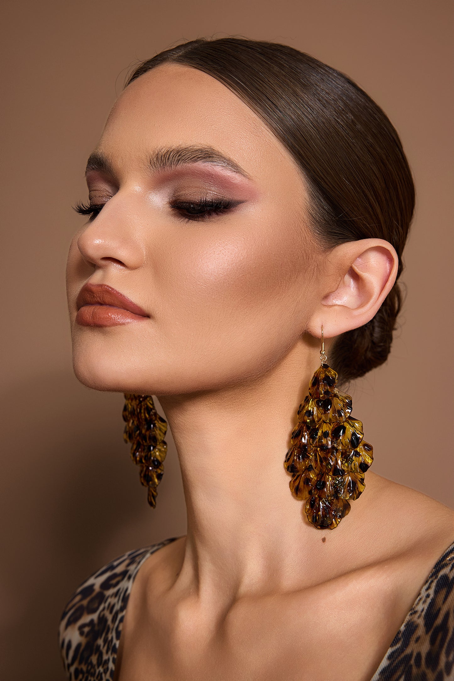 Leopard Print Petal Shape Earrings