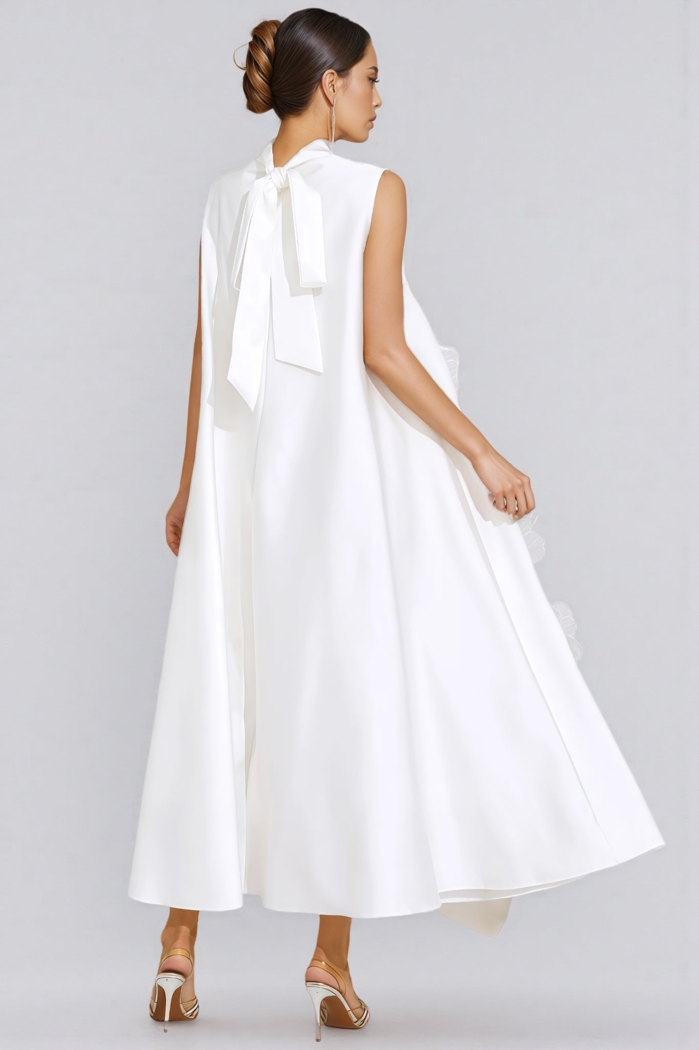 Jaxsty White Flowers Sleeveless Maxi Dress