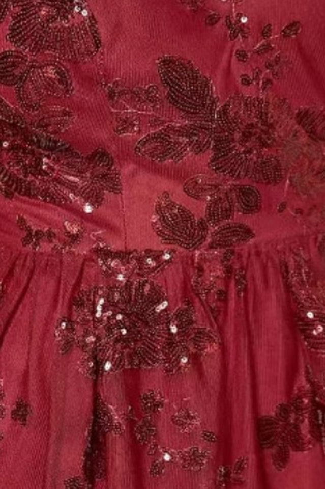 Burgundy Sequins Backless Mini Dress