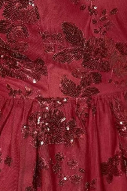 Burgundy Sequins Backless Mini Dress