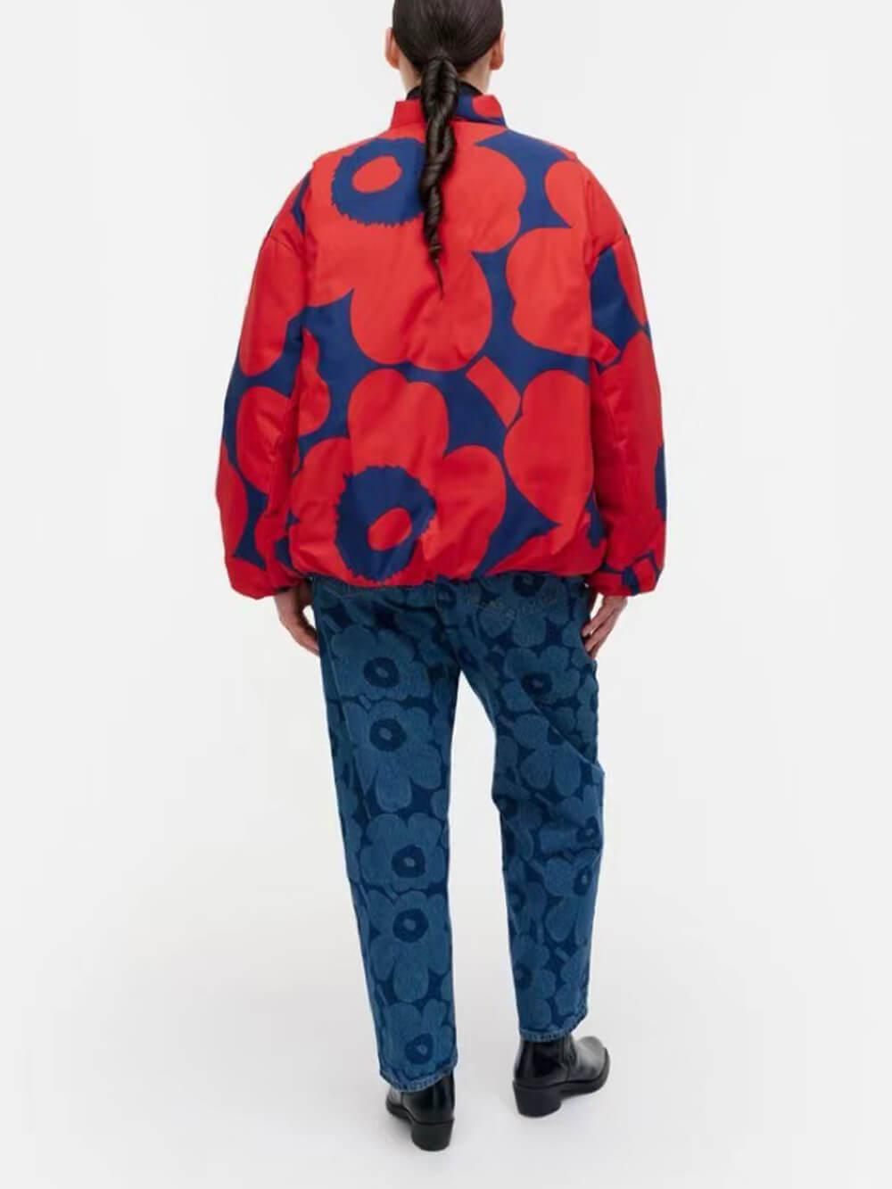 OverSize Style Stand Collar Bomber Jacket Printed Coat