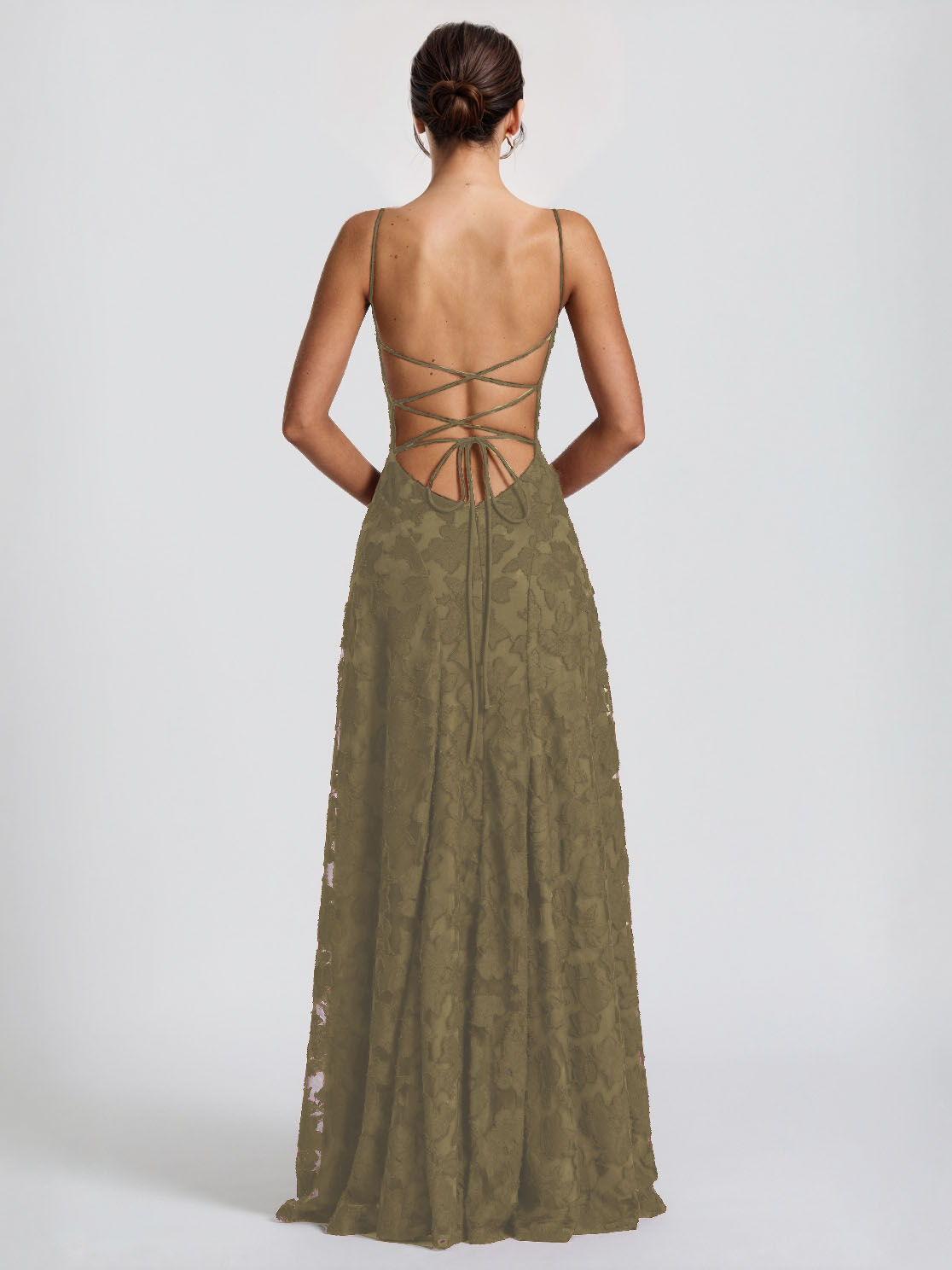 Elegant Floral Lace Spaghetti Strap Maxi Dress