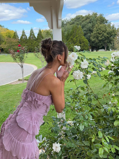 Halter Neck Pleated Backless Dress