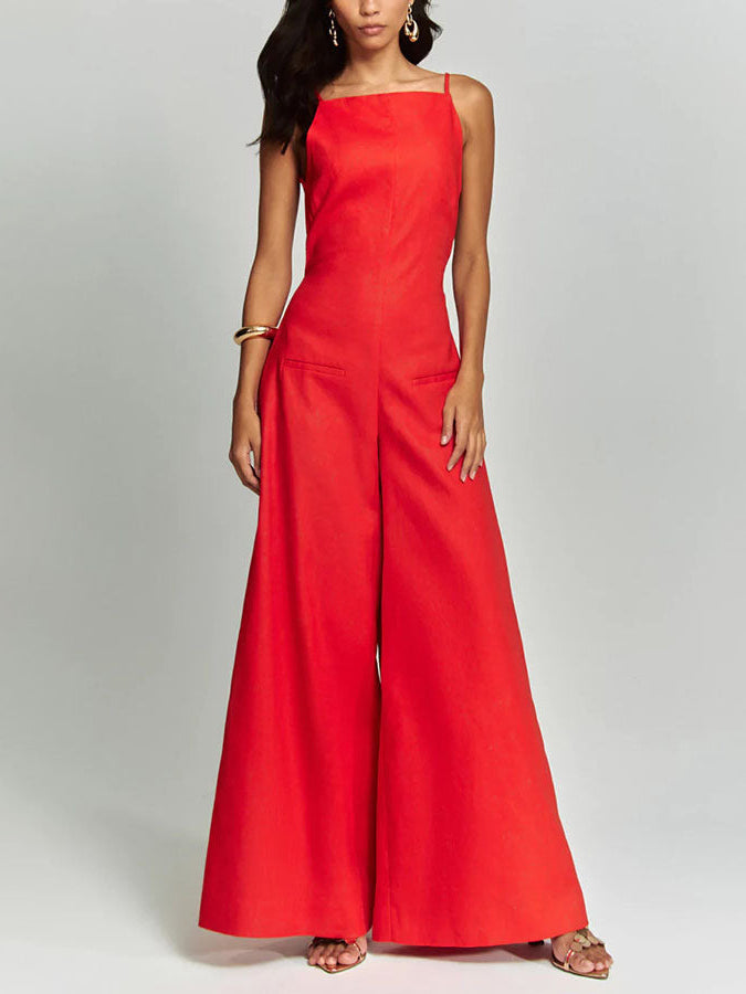 Casual Classic Suspender Wide Leg Jumpsuit
