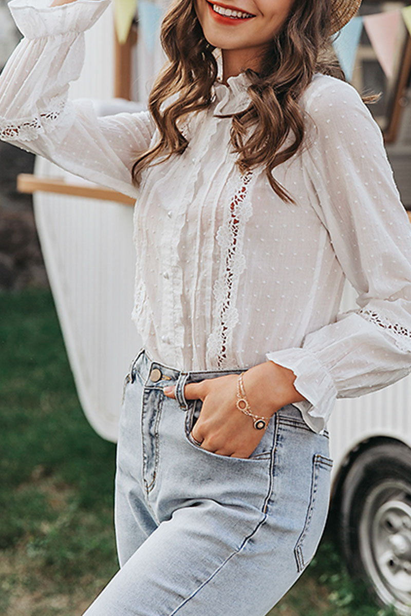 Fashion Casual Solid Split Joint Mandarin Collar Tops