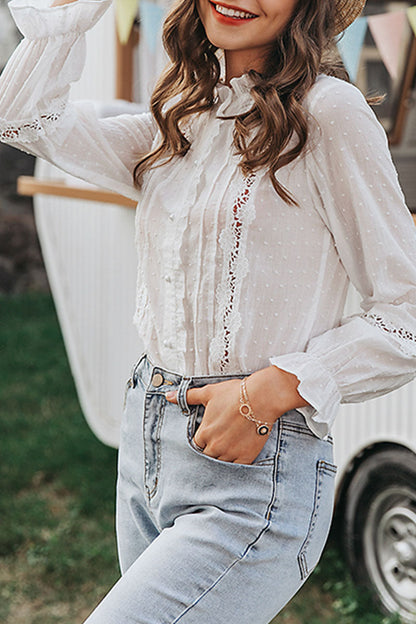Fashion Casual Solid Split Joint Mandarin Collar Tops
