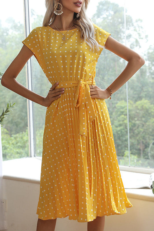 Fashion Street Dot Frenulum O Neck A Line Dresses(5 Colors)