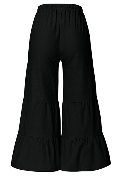 Casual Solid Patchwork Frenulum Loose Wide Leg Patchwork Bottoms(5 Colors)