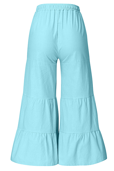Casual Solid Patchwork Frenulum Loose Wide Leg Patchwork Bottoms(5 Colors)