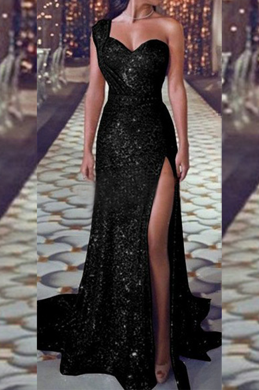 Sexy Bronzing Patchwork V Neck Evening Dress Dresses(4 Colors)