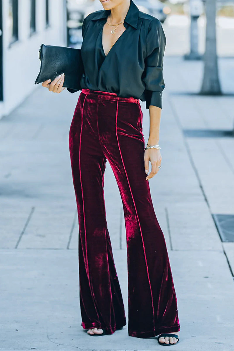 Street Elegant Boot Cut Mid Waist Speaker Bottoms(3 Colors)