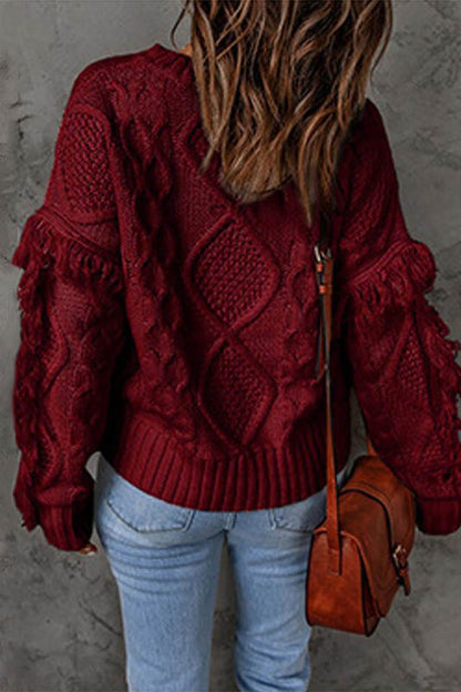 Sweet Elegant Solid Tassel O Neck Sweaters(8 Colors)
