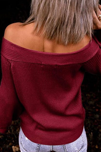 Sexy Work Solid Color Off the Shoulder Sweaters(8 Colors)
