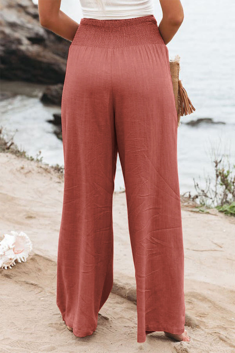 Casual Simplicity Solid Solid Color Loose Wide Leg Solid Color Bottoms