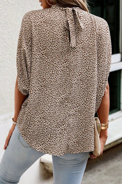 Work Elegant Print Patchwork O Neck Blouses(10 Colors)