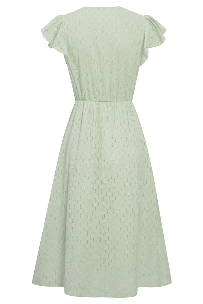 Sweet Elegant Solid V Neck A Line Short Sleeve Dress(4 Colors)