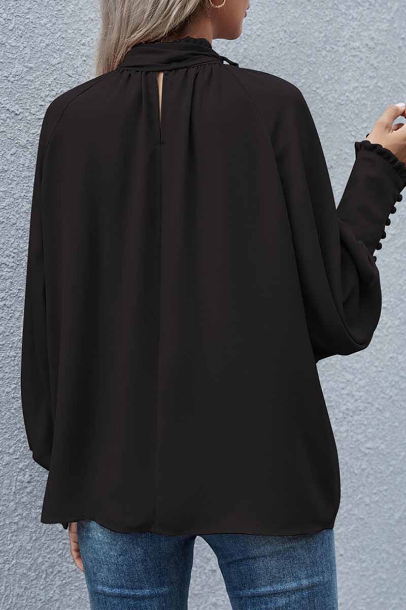 Elegant Solid With Bow O Neck Tops(3 Colors)