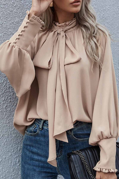 Elegant Solid With Bow O Neck Tops(3 Colors)