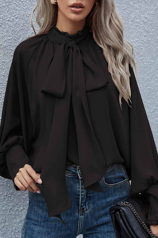 Elegant Solid With Bow O Neck Tops(3 Colors)
