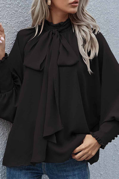 Elegant Solid With Bow O Neck Tops(3 Colors)