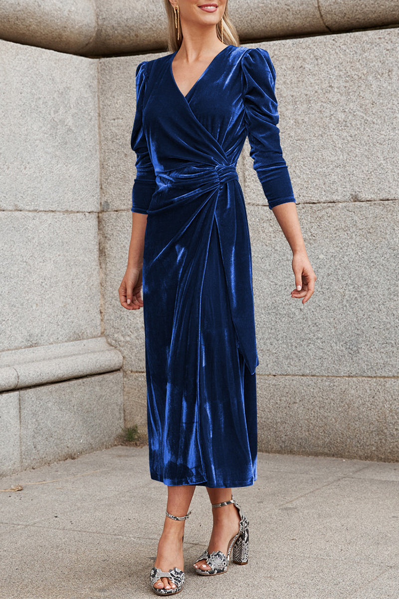 Celebrities Elegant Solid Strap Design V Neck Princess Dresses(6 Colors)