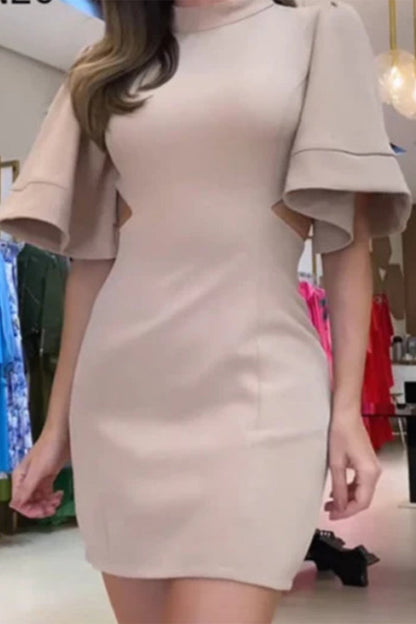 Sexy Simplicity Solid Backless O Neck Wrapped Skirt Dresses(7 Colors)
