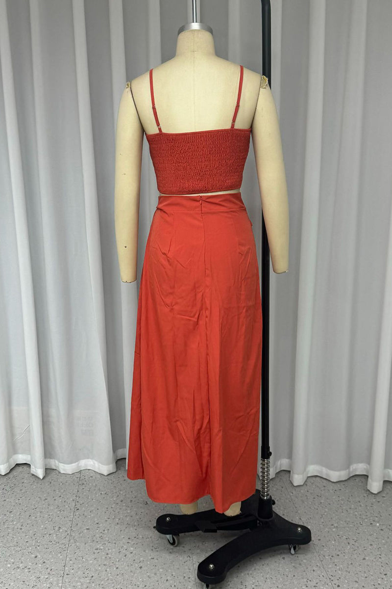 Casual Buttons V Neck Sleeveless Two Pieces
