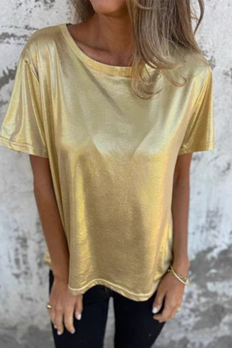 Casual Solid Color O Neck T-Shirts