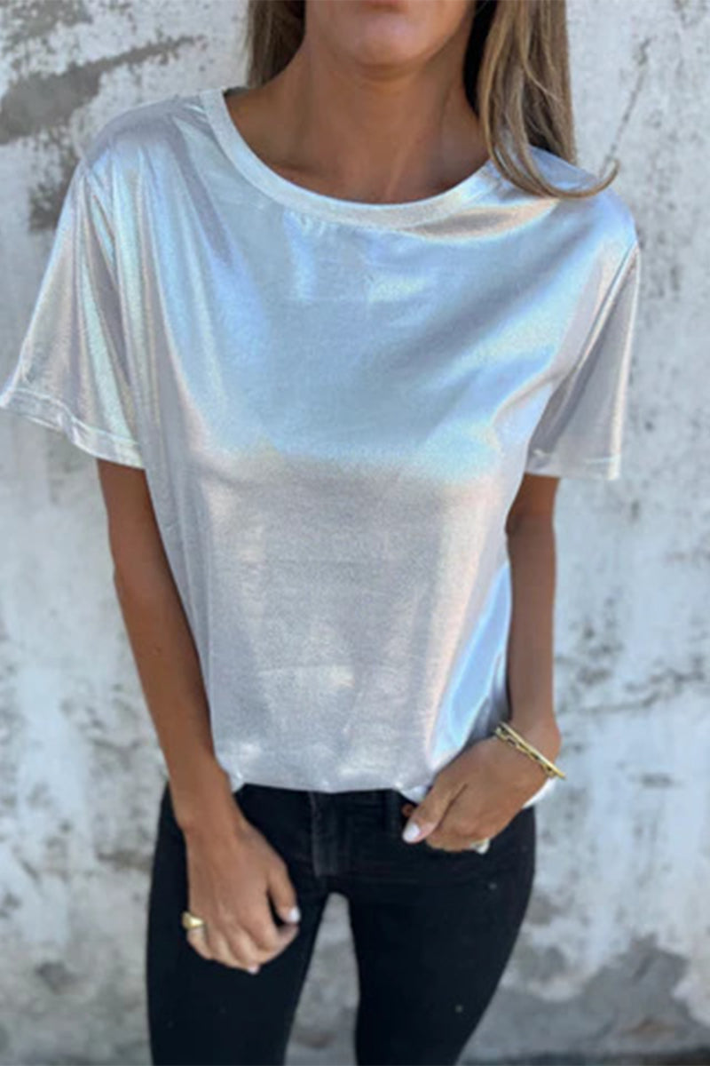 Casual Solid Color O Neck T-Shirts