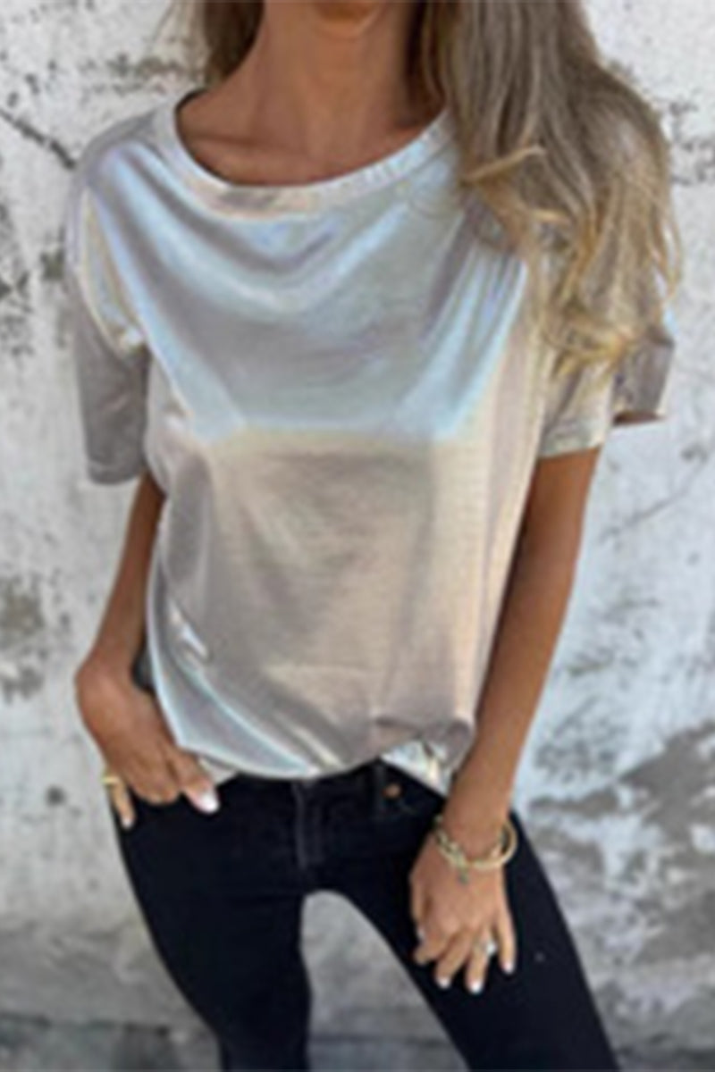Casual Solid Color O Neck T-Shirts