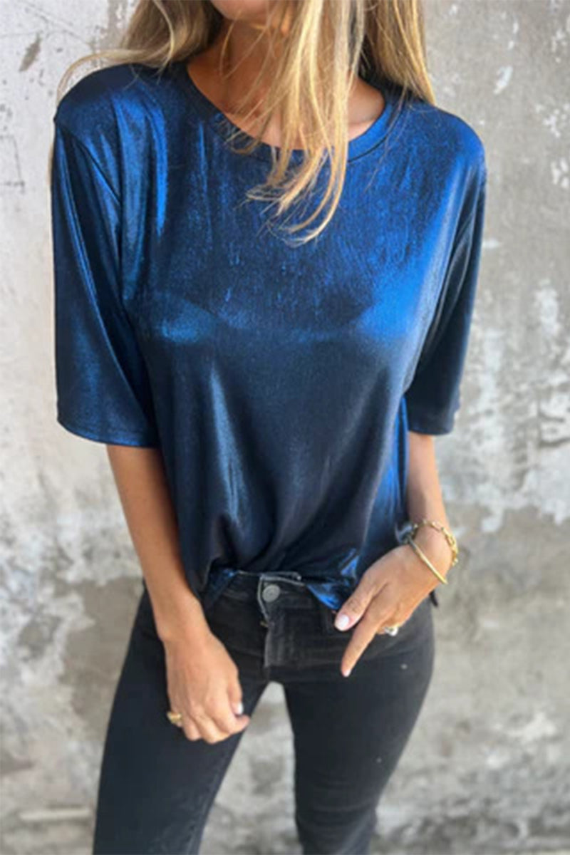 Casual Solid Color O Neck T-Shirts