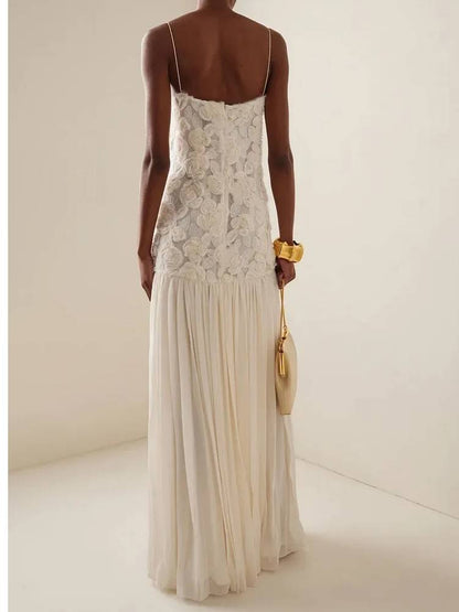 Three-dimensional Flower Splicing Sling Dress