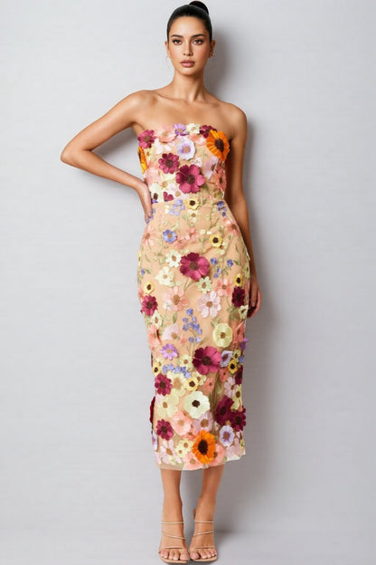 Winslet Embellished Floral Lace Midi Dress