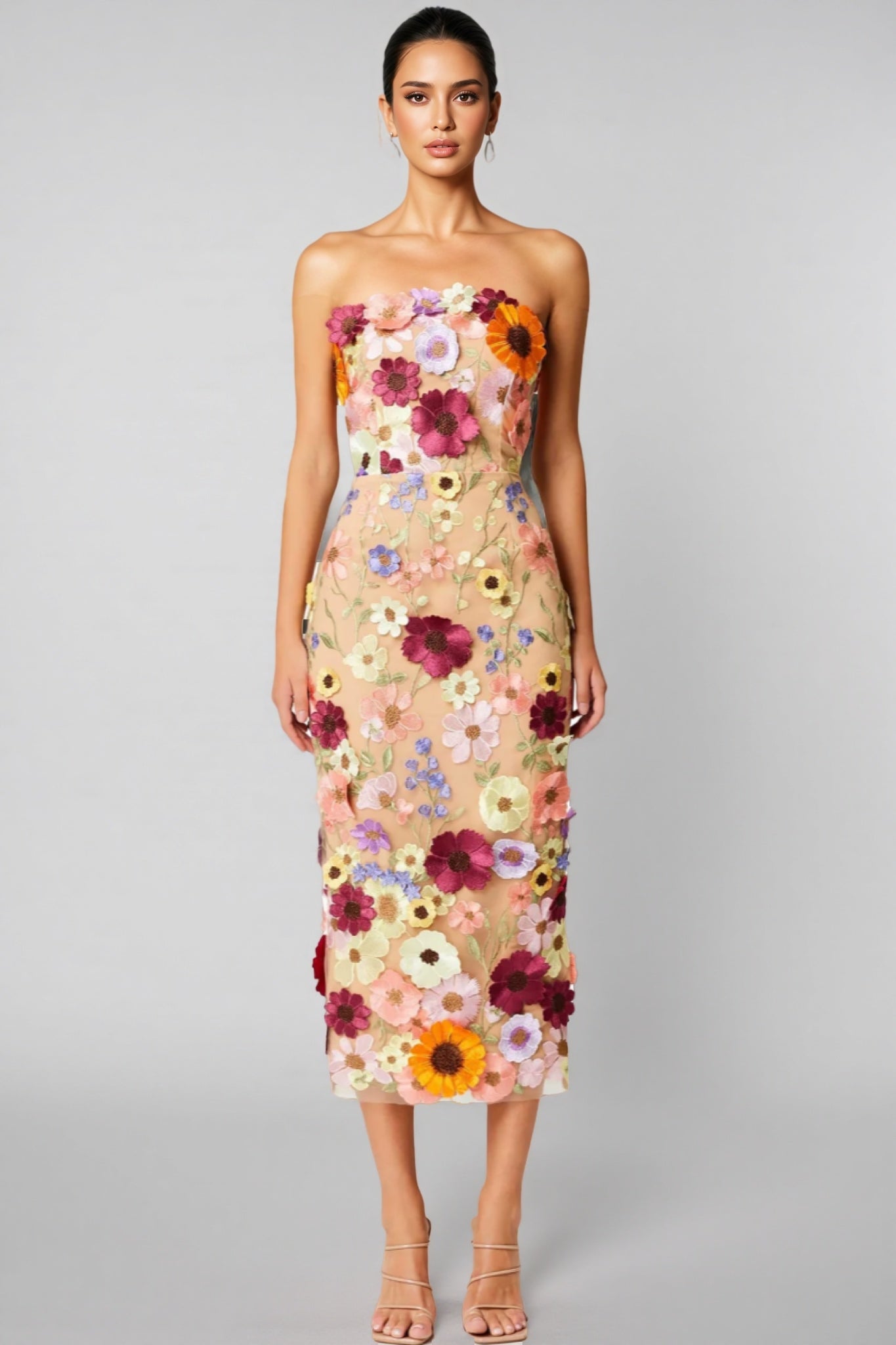 Winslet Embellished Floral Lace Midi Dress