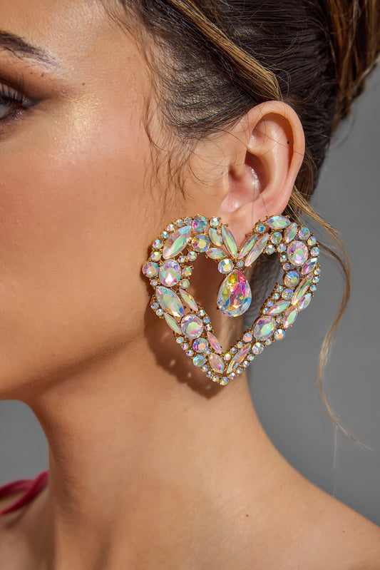 Rhinestone Heart Stud Earrings
