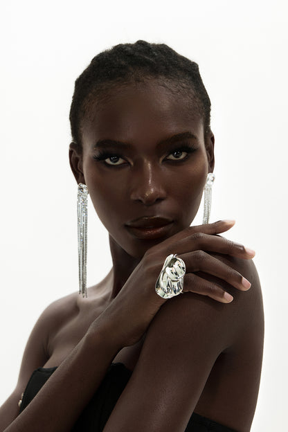 Metal Glossy Multi-Layered Petal Ring