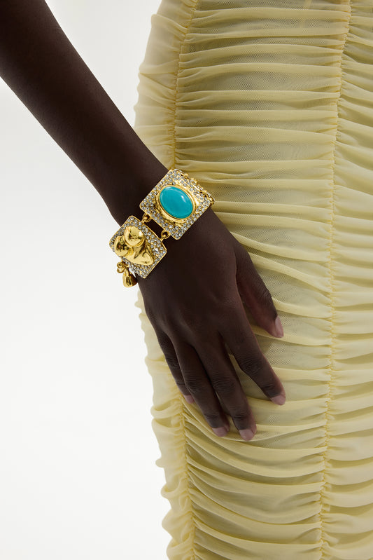 Faux Sapphire Rhinestone Metal Bracelet