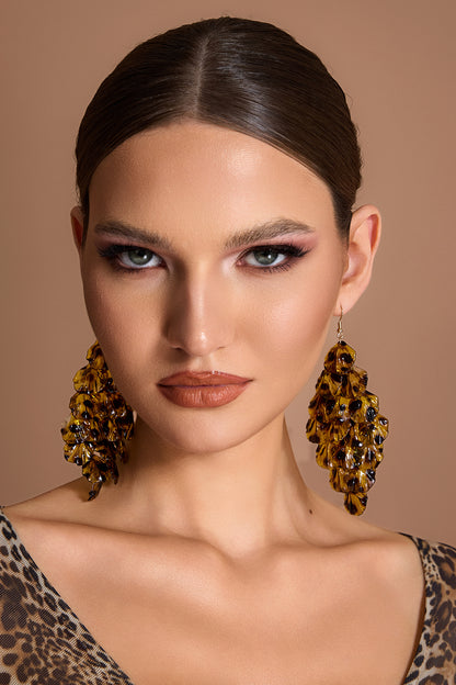 Leopard Print  Petal Shape Earrings