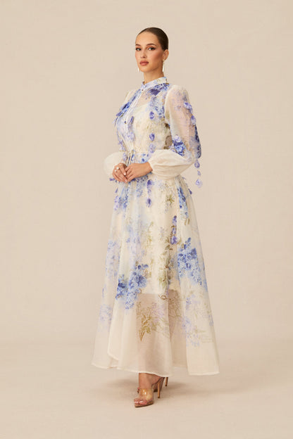 Moment of Beauty Blue Floral Print Maxi Dress