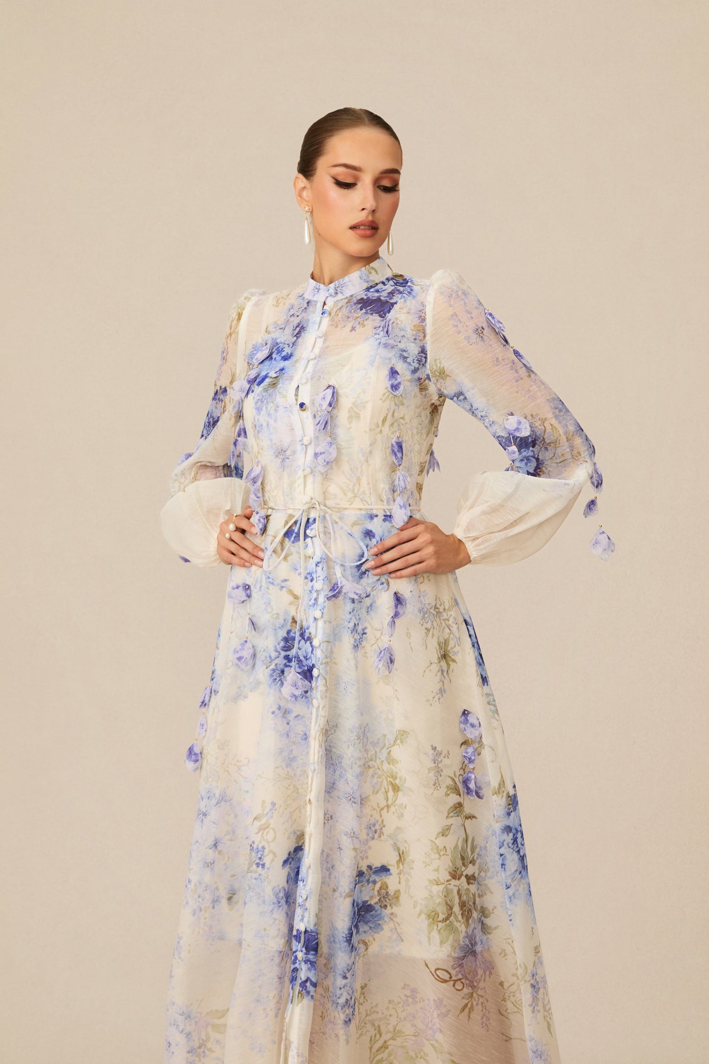 Moment of Beauty Blue Floral Print Maxi Dress